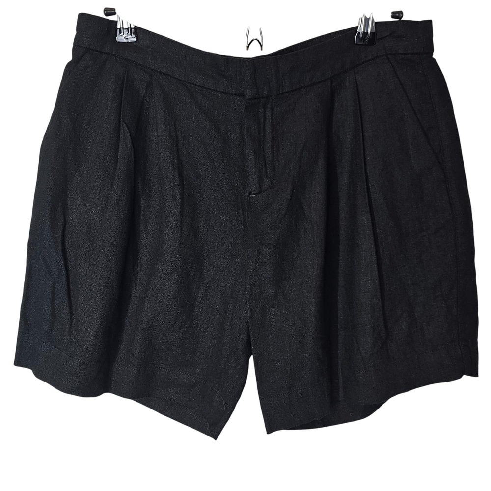 Old Navy Pleated Linen Blend Black Pockets‎ Inseam 6.5" Shorts Size 6